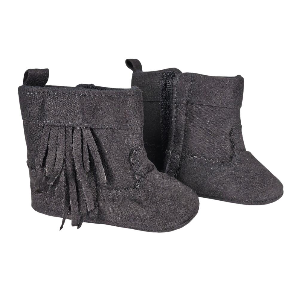 RISING STAR BABY GRAY HIGHTOP BOOTS WITH FRING ON SIDES - SIZE 3-6 MONTHS